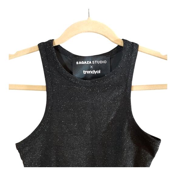 Sagaza Studio x Trendyol Sparkly Knitted Bustier Cropped Tank Top Women's US 2 - Picture 5 of 8